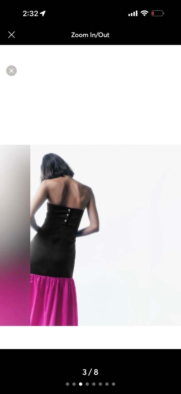 Zara Strapless Colorblock Midi Dress Black and Pink